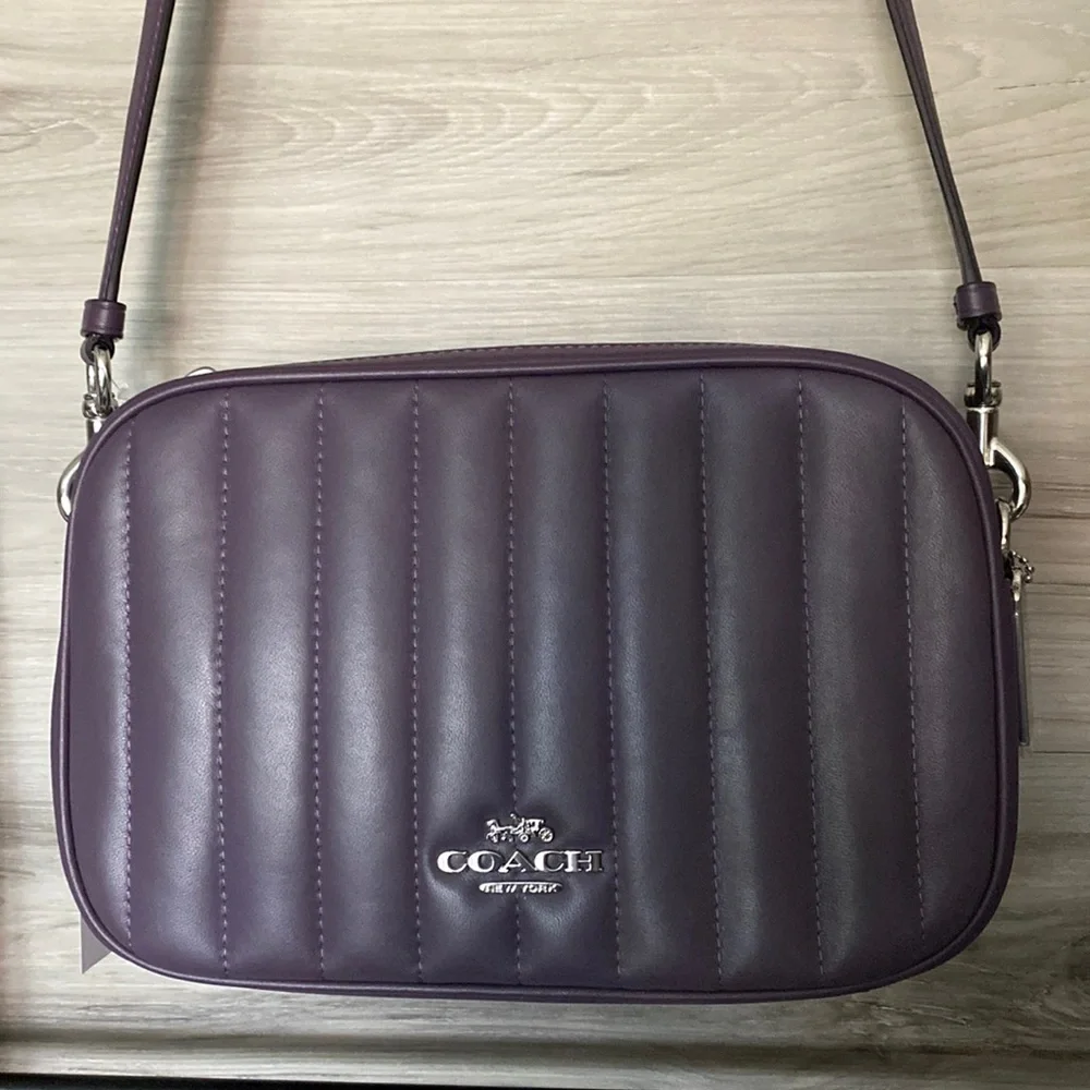 NWT- Coach Linear Quilted Nappa Leather Jes Crossbody, Amethyst